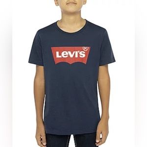 Levi's Little Boy Round Neck Navy Blue Short Sleeve Red Batwing Logo T-S…